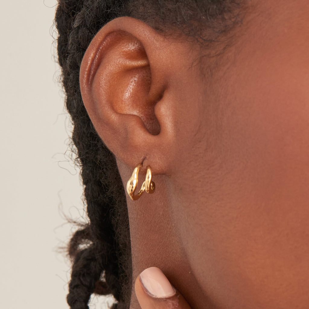 Ania Haie Gold Wave Double Hoop Stud Earrings Earrings Ania Haie   