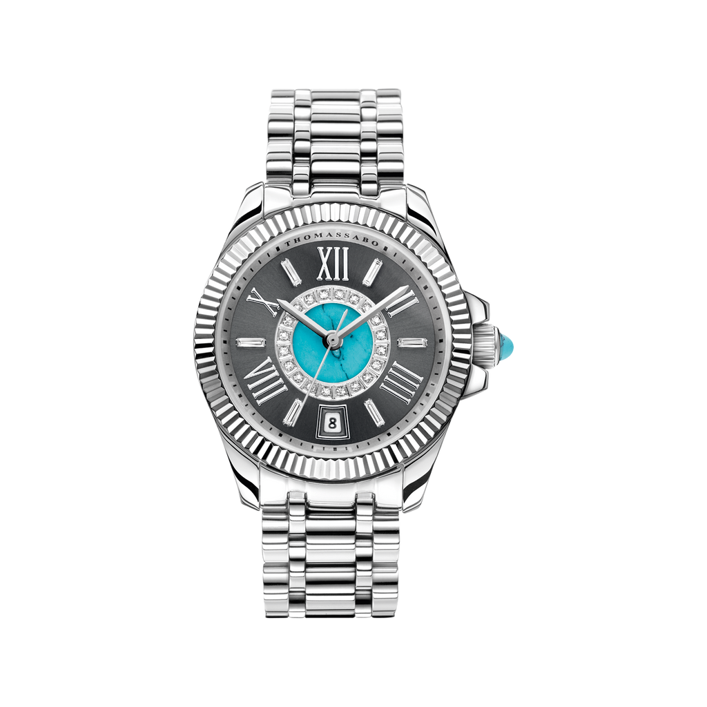 THOMAS SABO Mystic Island Watch with white stones and simulated turquoise silver Watch Thomas Sabo   