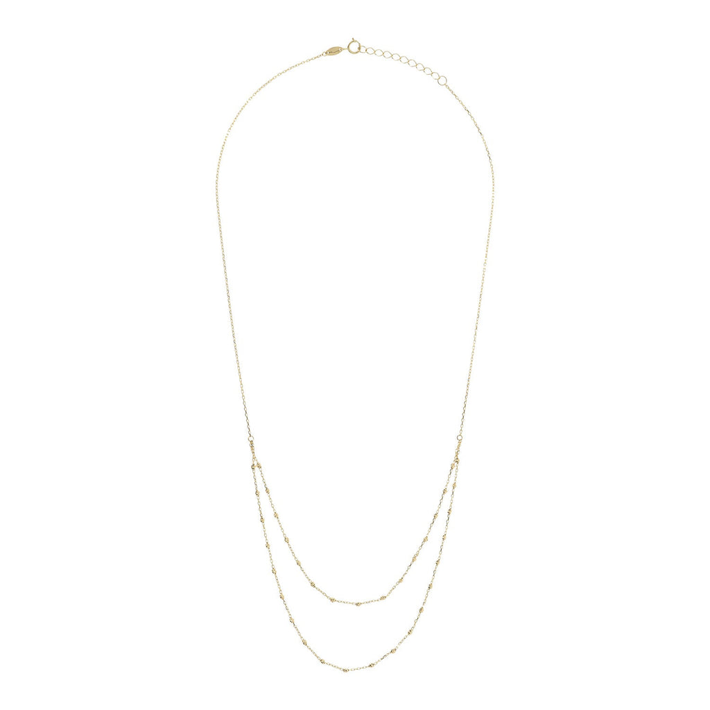 9K Yellow Gold Beaded Double Chain Necklace 48cm Necklace 9K Gold Jewellery   