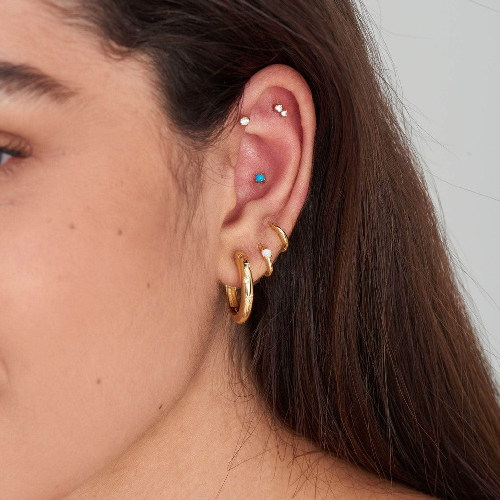 Ania Haie Gold Double Sparkle Barbell Single Earring Earrings Ania Haie   