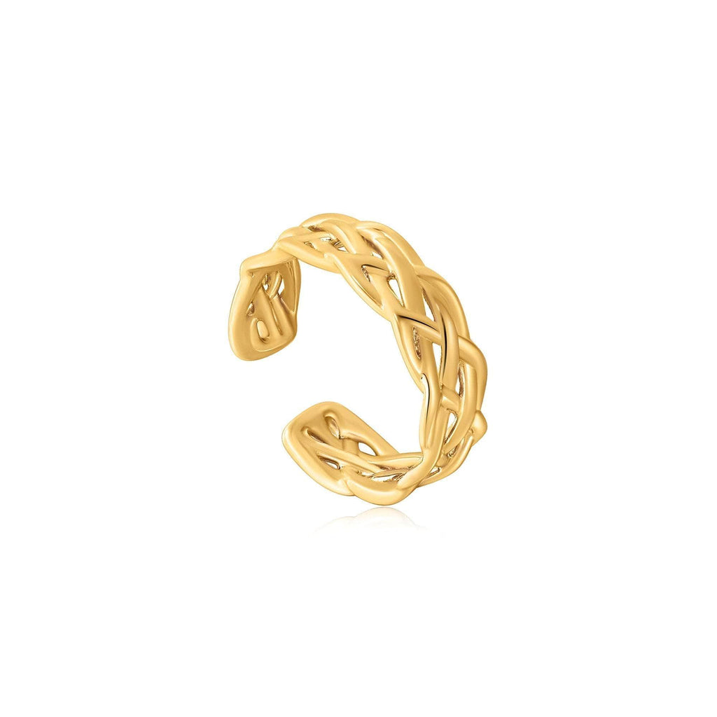 Ania Haie Gold Rope Wide Adjustable Ring Ring Ania Haie   