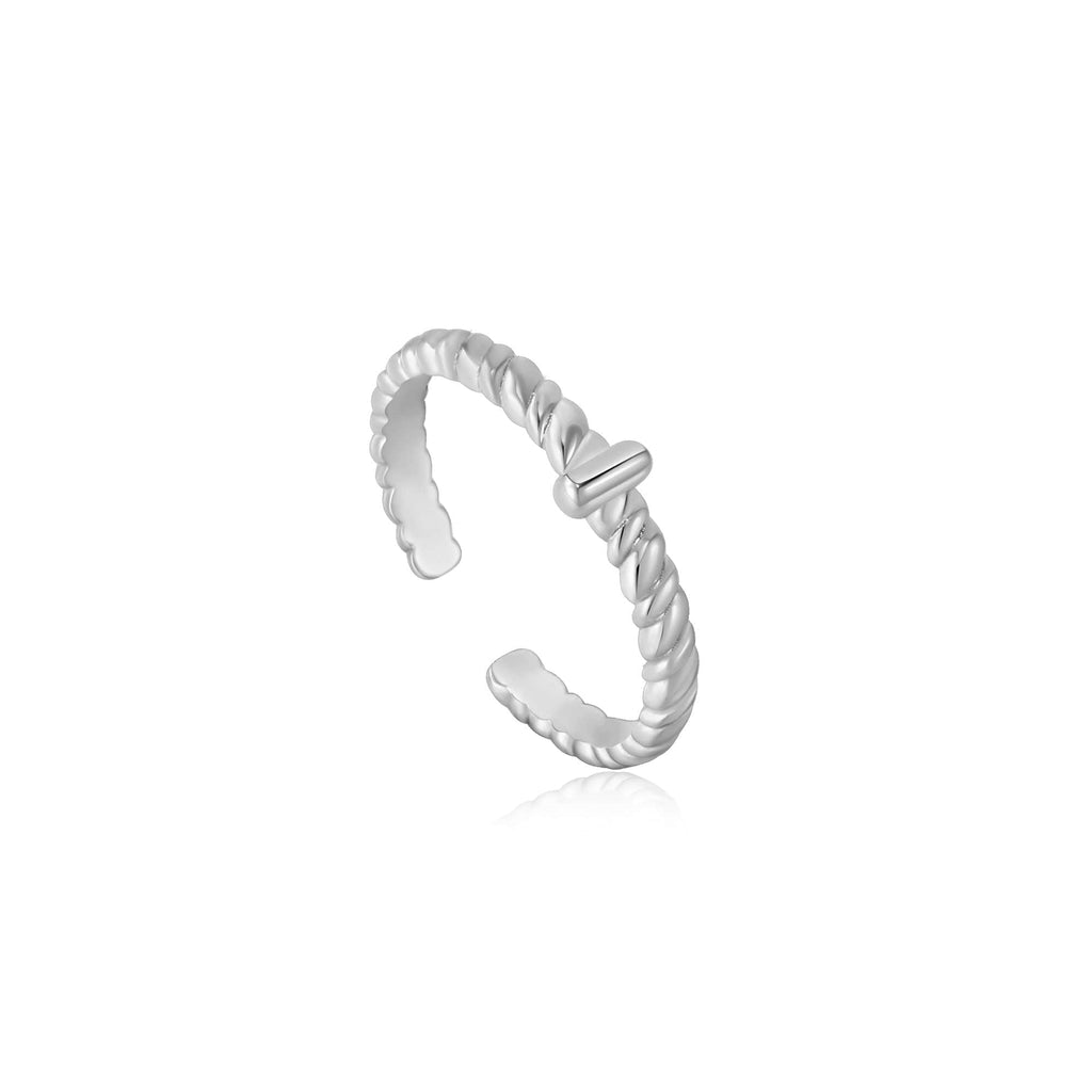 Ania Haie Silver Rope Twist Adjustable Ring Ring Ania Haie   