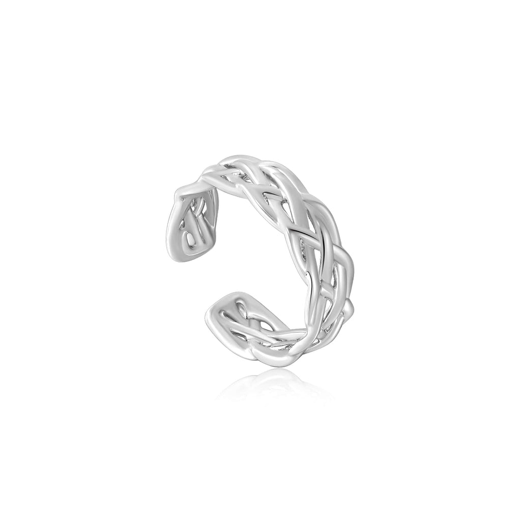 Ania Haie Silver Rope Wide Adjustable Ring Ring Ania Haie   
