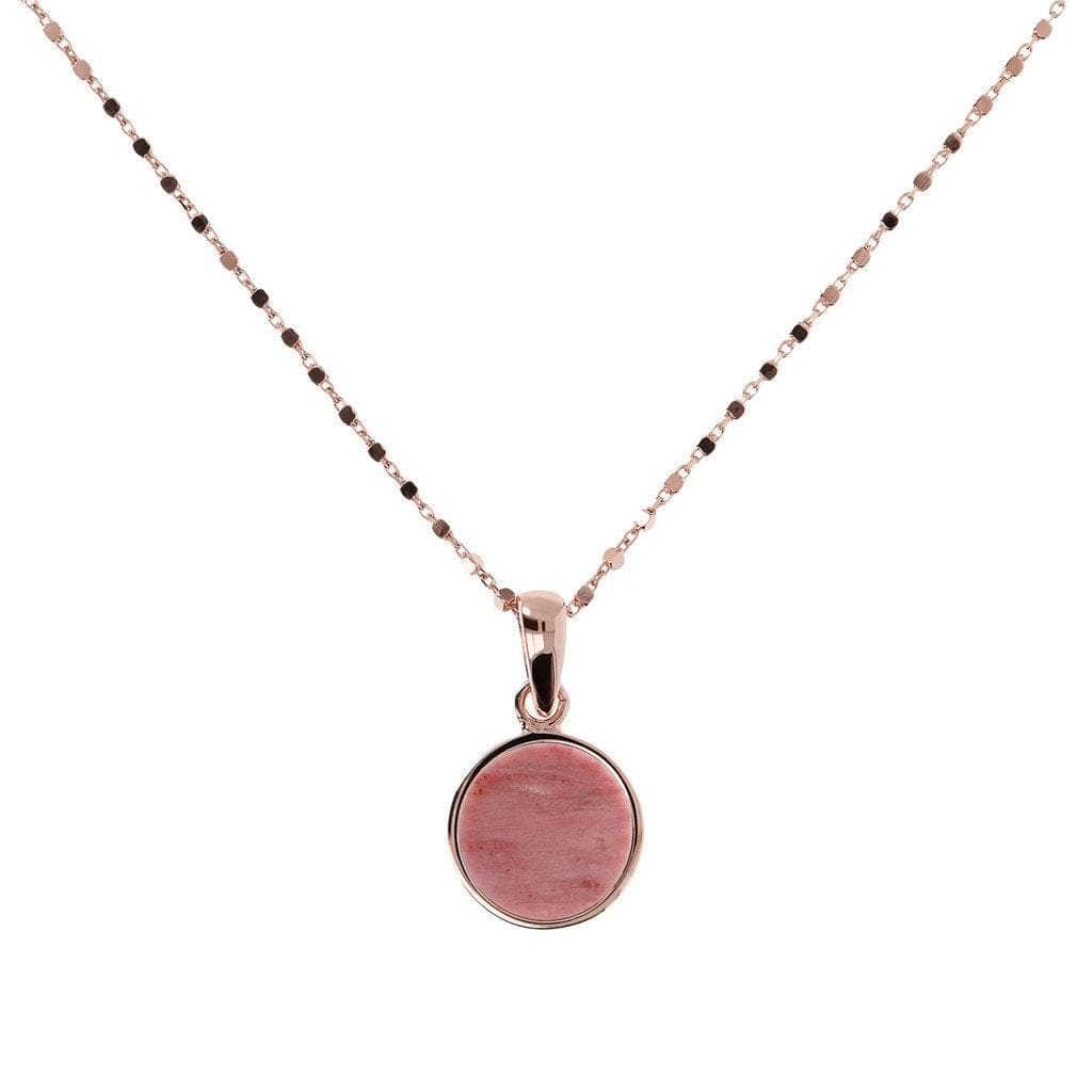 Bronzallure Small Disc Pendant Necklace Necklace Bronzallure 47cm Red Fossil Wood 