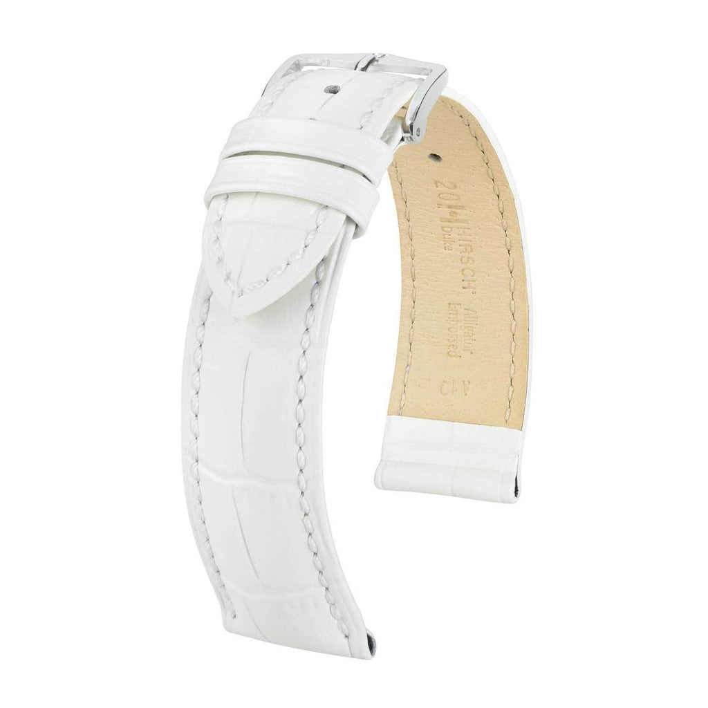 Hirsch Duke White Alligator Embossed Leather Watch Band Watch Band Hirsch   