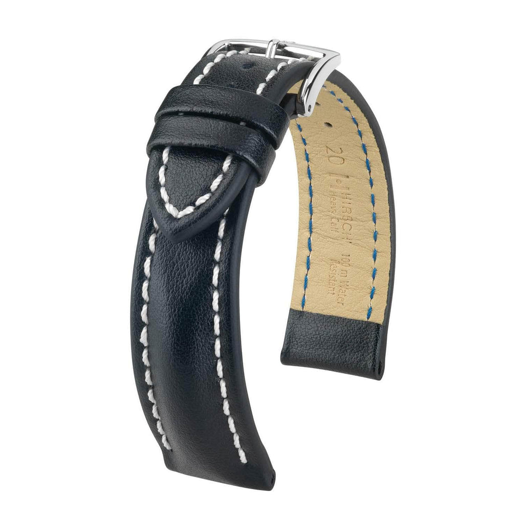 Hirsch Heavy Calf Black Water-Resistant Calf Leather Watch Band Watch Band Hirsch   