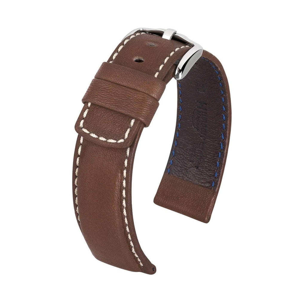Hirsch Mariner Brown Water-Resistant Leather Watch Band Watch Band Hirsch   