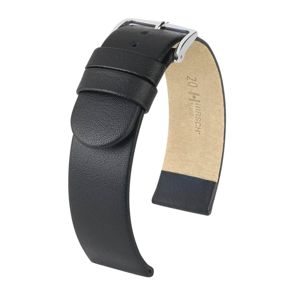 Hirsch Scandic Black Calf Leather Watch Band Watch Band Hirsch   
