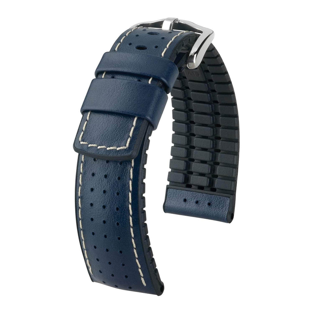 Hirsch Tiger Blue Perforated Leather Watch Band Watch Band Hirsch   