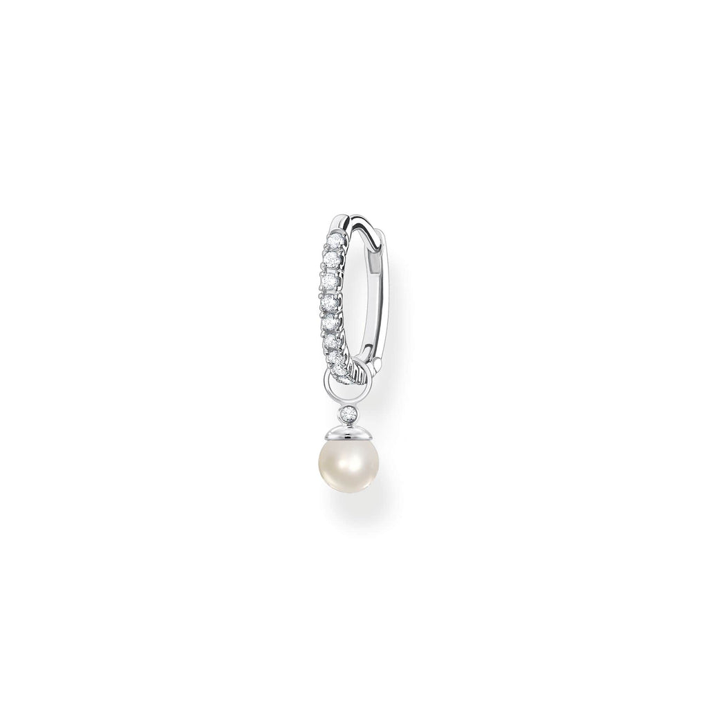 Thomas Sabo Single hoop earring with pearl pendant silver Hoop Earrings Thomas Sabo   