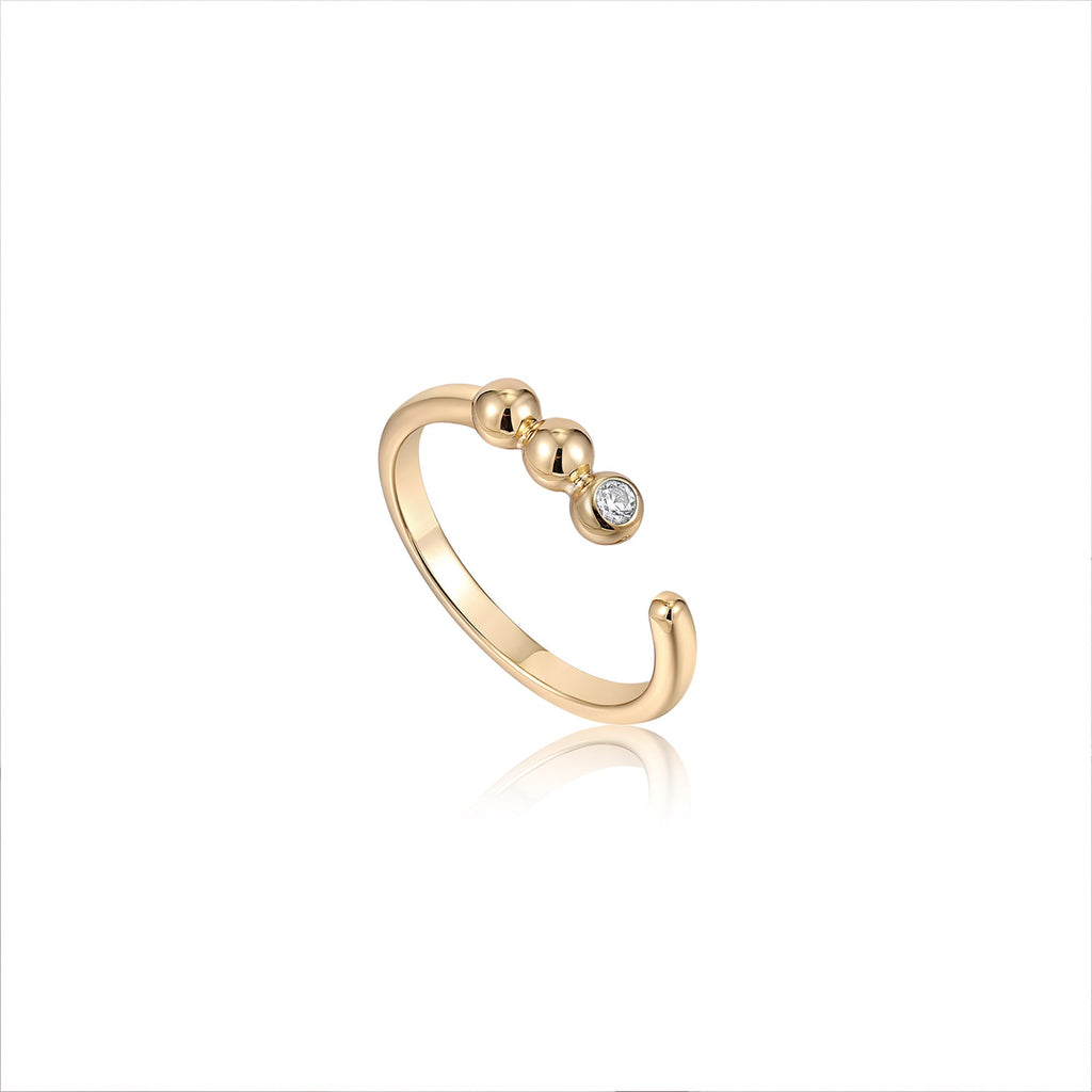 Ania Haie Gold Orb Sparkle Adjustable Ring Rings Ania Haie   