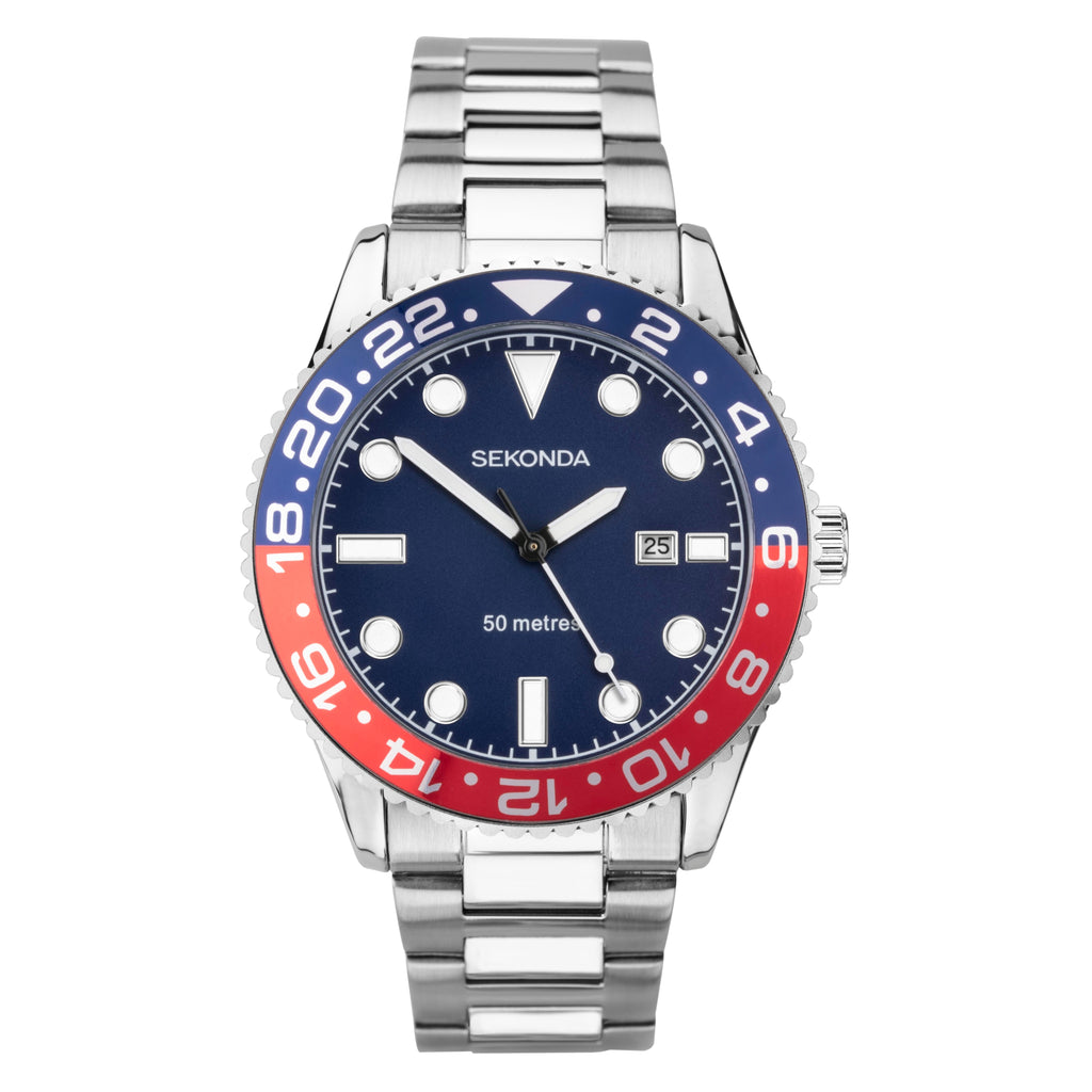 Sekonda Ocean Silver & Blue Watch - SK30196 Watch Sekonda   