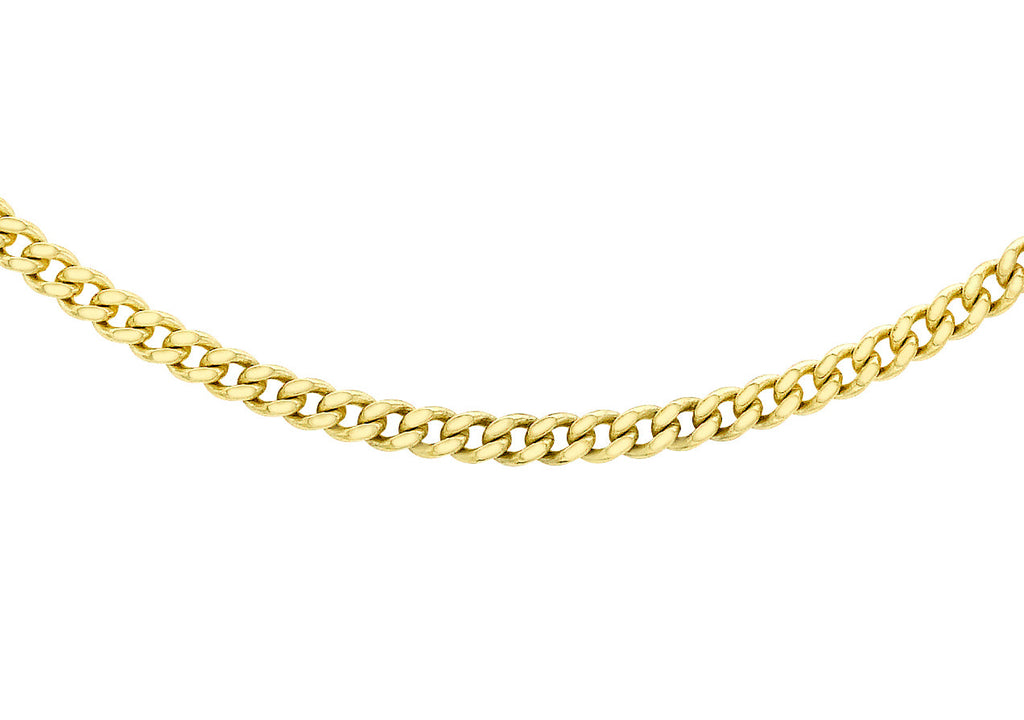 9K Yellow Gold 40 Diamond Cut Curb Chain 46cm Necklace 9K Gold Jewellery   