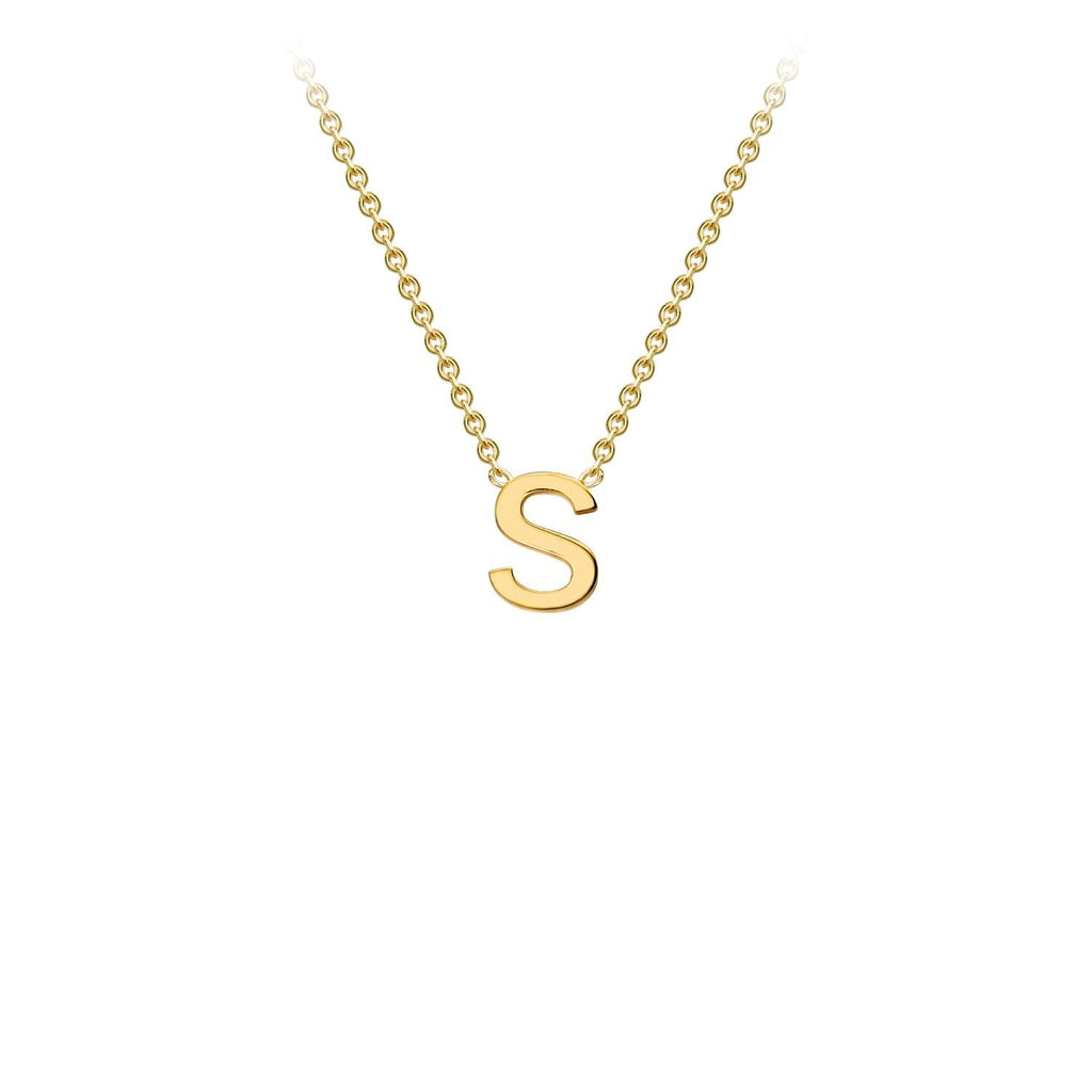 9K Yellow Gold 'S' Initial Adjustable Letter Necklace 38/43cm Necklace 9K Gold Jewellery   