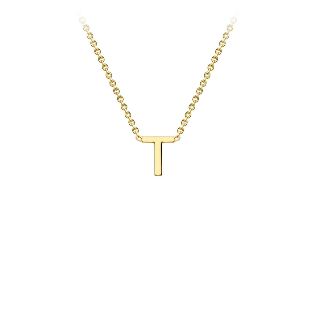 9K Yellow Gold 'T' Initial Adjustable Letter Necklace 38/43cm Necklace 9K Gold Jewellery   