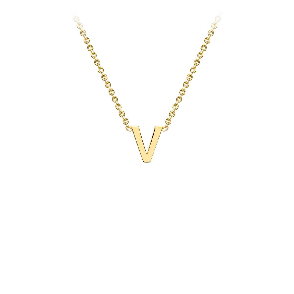 9K Yellow Gold 'V' Initial Adjustable Letter Necklace 38/43cm Necklace 9K Gold Jewellery   