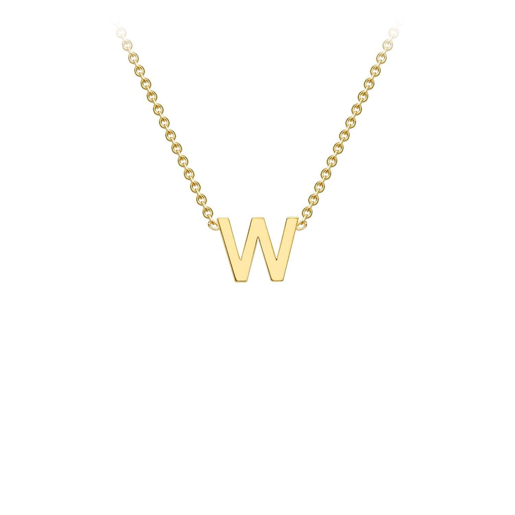 9K Yellow Gold 'W' Initial Adjustable Letter Necklace 38/43cm Necklace 9K Gold Jewellery   