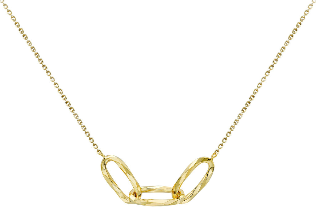 9K Yellow Gold Diamond Cut Oval Necklace 43-46cm Necklace 9K Gold Jewellery   