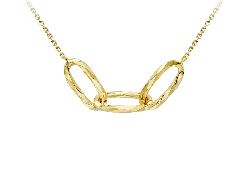 9K Yellow Gold Diamond Cut Oval Necklace 43-46cm Necklace 9K Gold Jewellery   