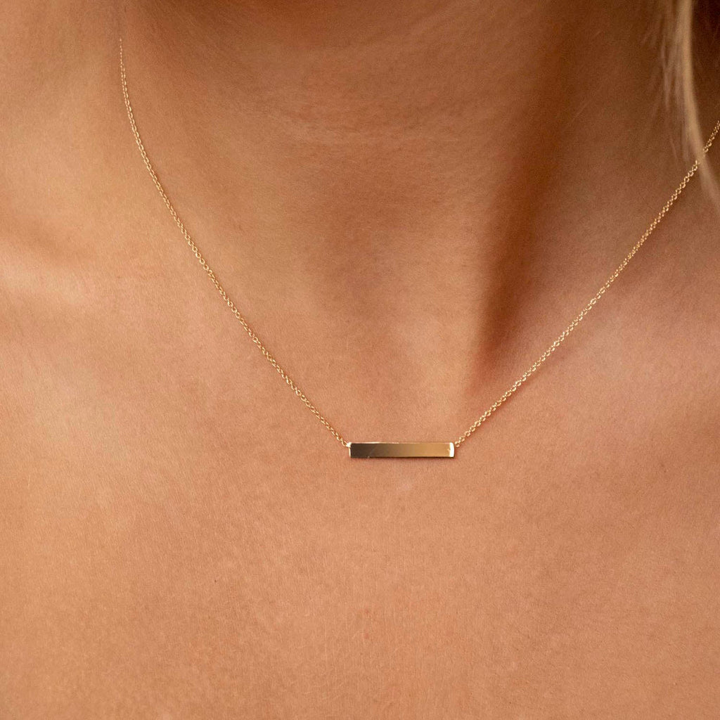 9K Yellow Gold 22mm x 3mm Horizontal-Bar Adjustable Necklace 41cm-43cm Necklace 9K Gold Jewellery   