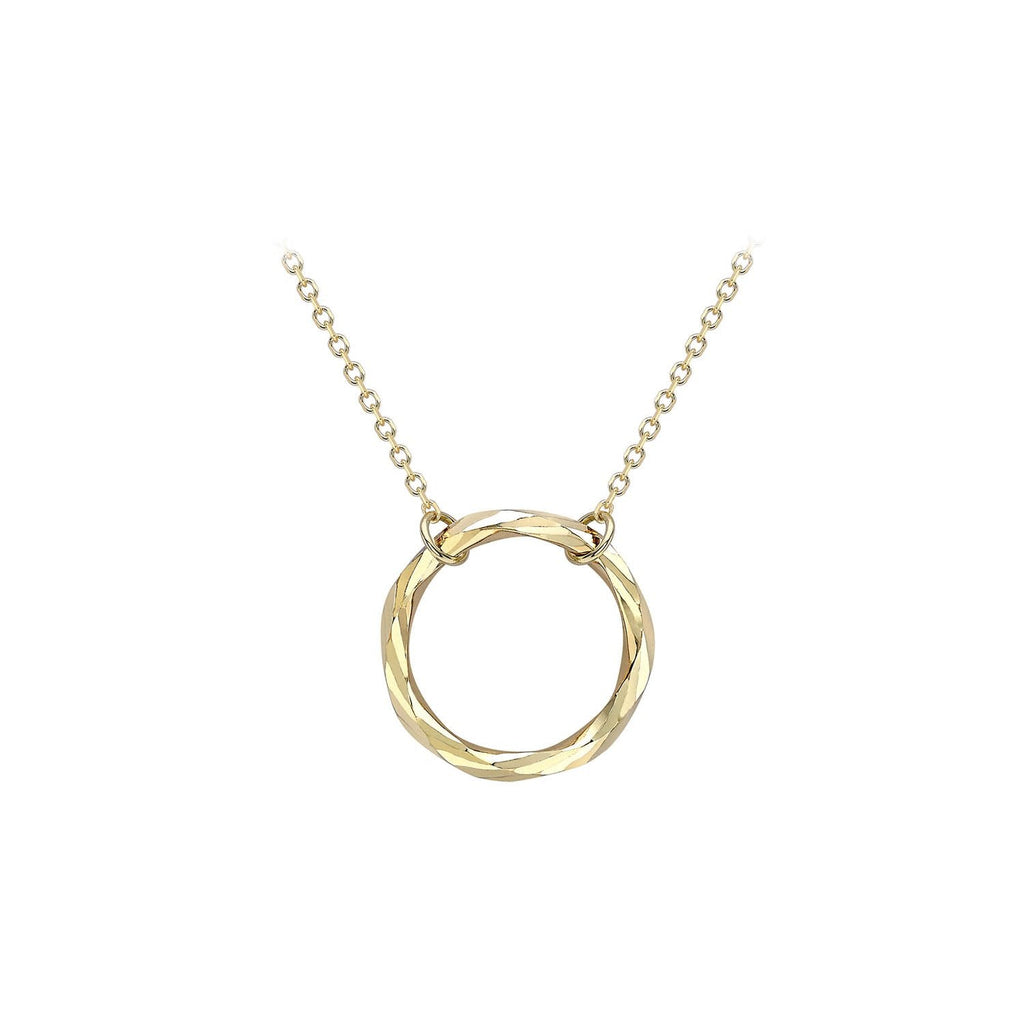 9K Yellow Gold 17.8mm Diamond Cut Ring Adjustable Necklace 43cm-46cm Necklace 9K Gold Jewellery   