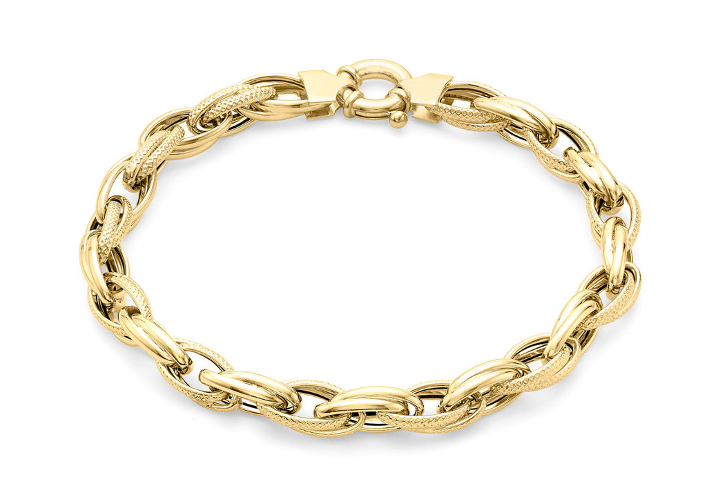 9K Yellow Gold Chain Link Bracelet 18.5 cm Bracelet 9K Gold Jewellery   