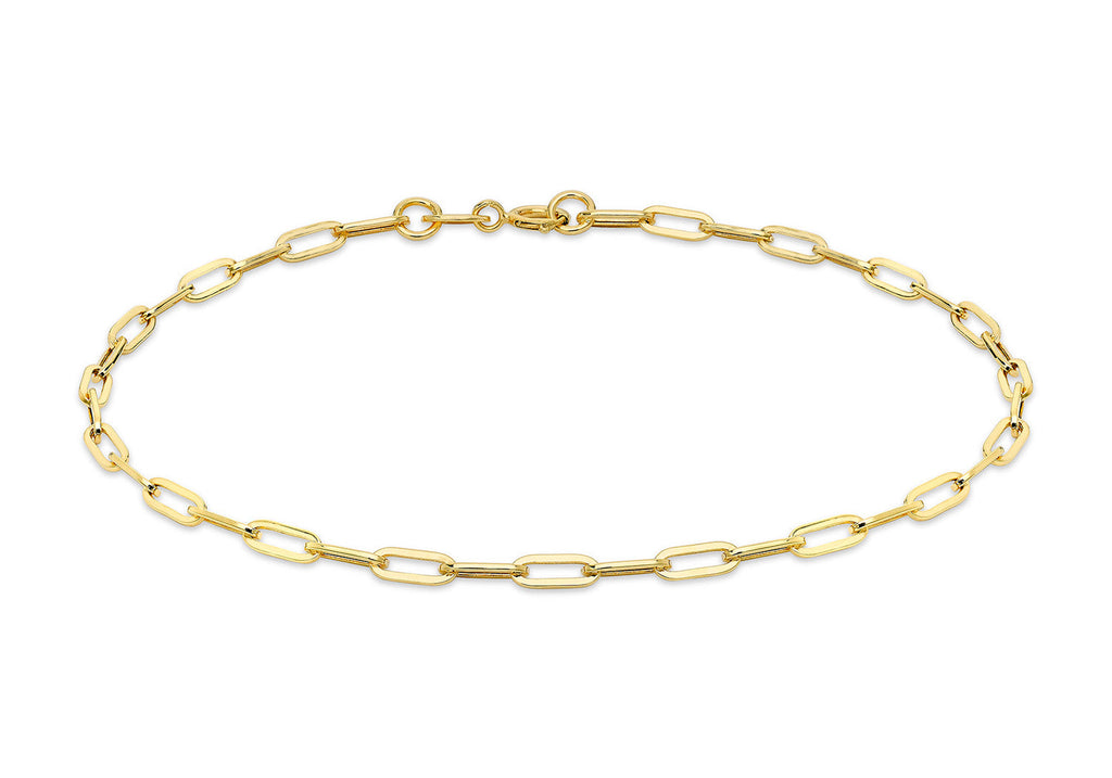 9K Yellow Gold Thin Paper Chain Bracelet 18.5 cm Bracelet 9K Gold Jewellery   