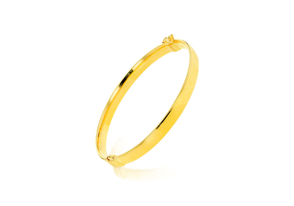 9K Yellow Gold Polished Hinged Bangle 60 mm Bracelet 9K Gold Jewellery   