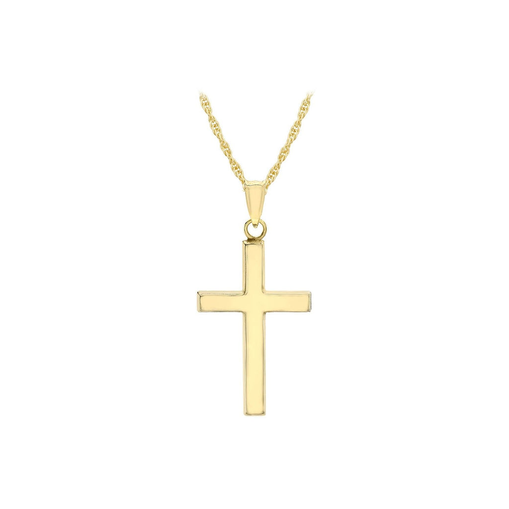 9K Yellow Gold 15mm x 25mm Cross 14 'Prince of Wales' Chain Necklace 46cm Necklace 9K Gold Jewellery   