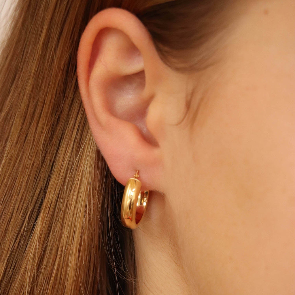 9K Yellow Gold 6mm Band 14mm Hoop Creole Earrings Earrings 9K Gold Jewellery   