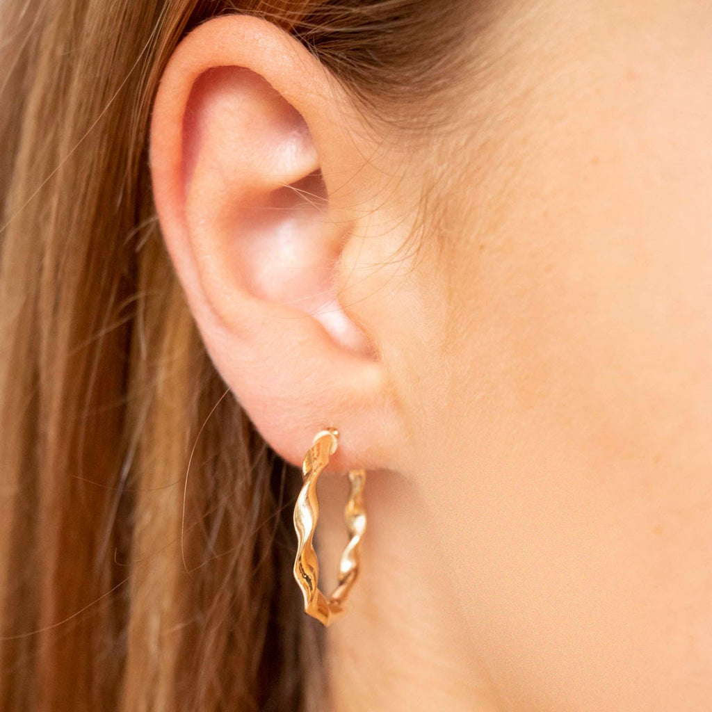 9K Yellow Gold 22.5mm Twist Hoop Creole Earrings Earrings 9K Gold Jewellery   
