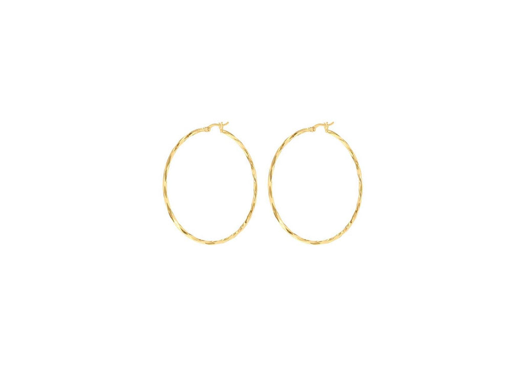 9K Yellow Gold Diamond Cut Hoop Earrings 42mm Earrings 9K Gold Jewellery   