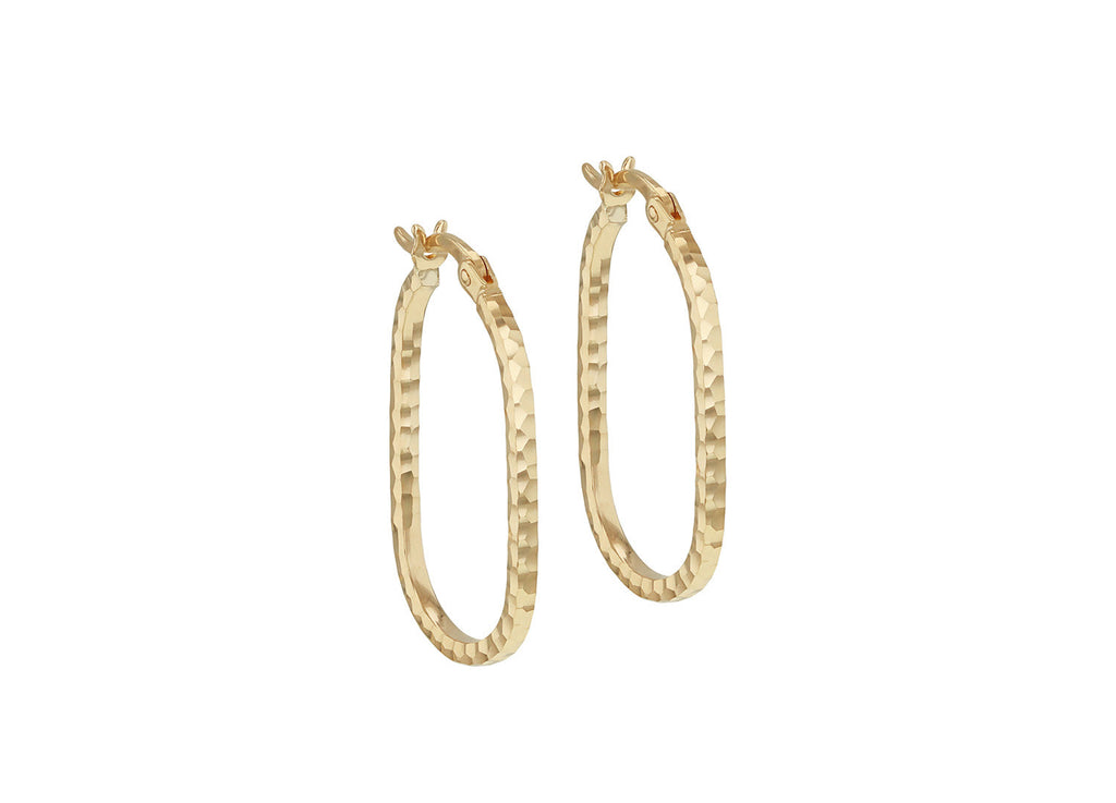 9K Yellow Gold Hollow Diamond-Cut Med Oval Hoop Earrings Earrings 9K Gold Jewellery   