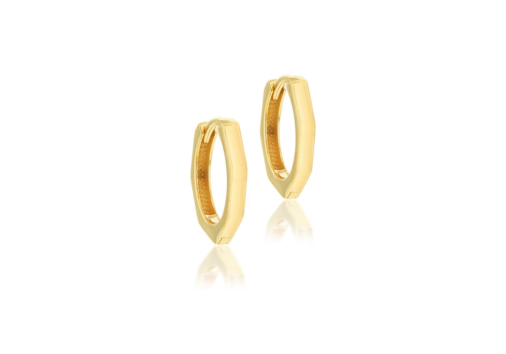 9K Yellow Gold Hexagon Huggies Earrings 9K Gold Jewellery   