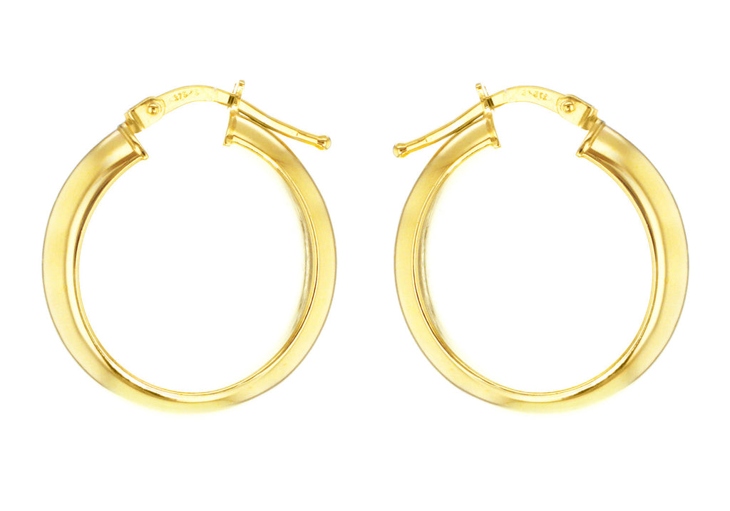 9K Yellow Gold Creole Hoops 15 mm Earrings 9K Gold Jewellery   
