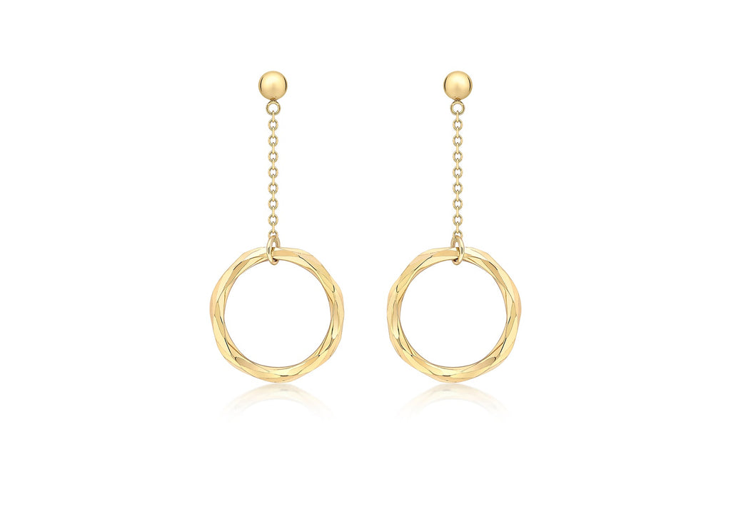 9K Yellow Gold Diamond Cut Ring & Drop Earrings Earrings 9K Gold Jewellery   
