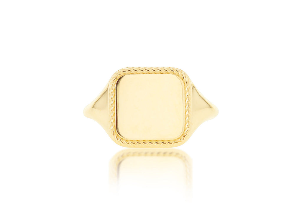 9K Yellow Gold Square Rope Signet Ring Ring 9K Gold Jewellery P  
