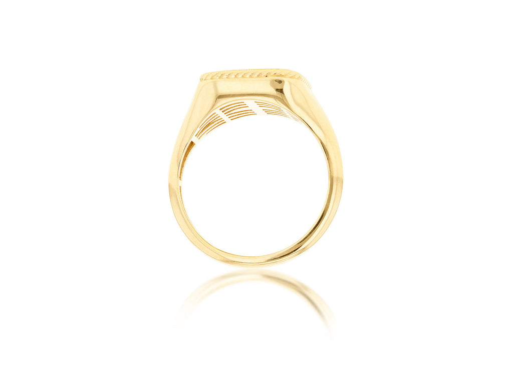 9K Yellow Gold Square Rope Signet Ring Ring 9K Gold Jewellery   