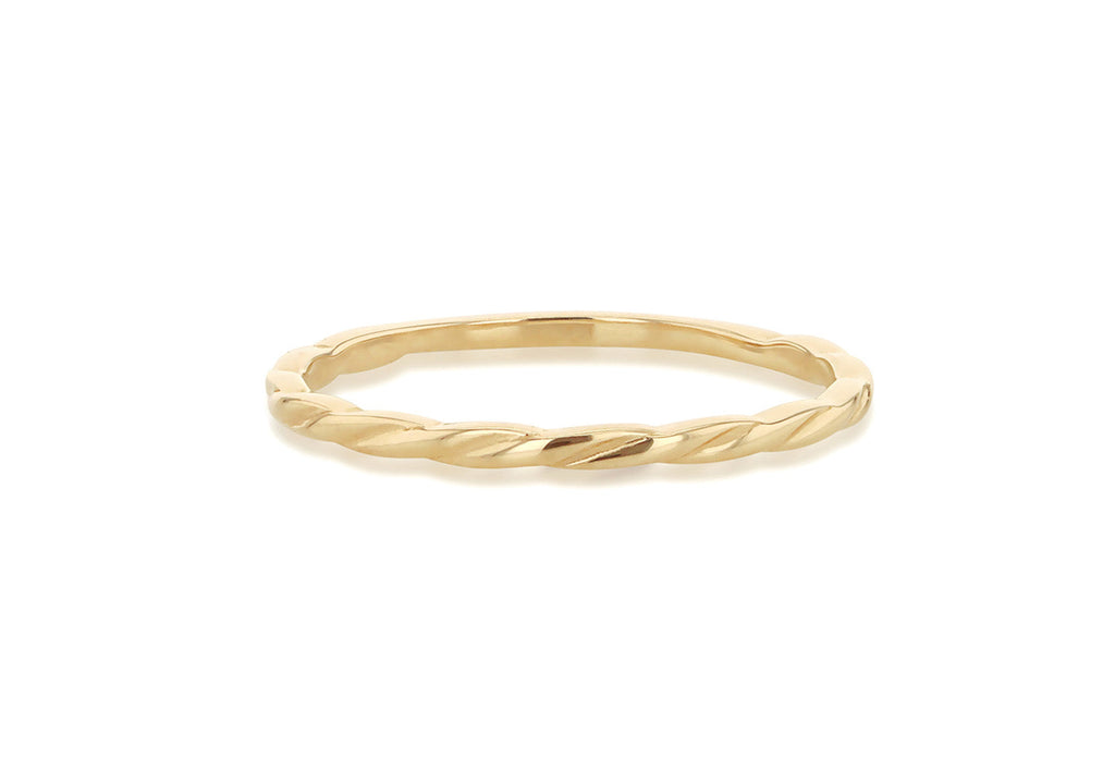 9K Yellow Gold Twist Slim Stacker Ring Ring 9K Gold Jewellery   