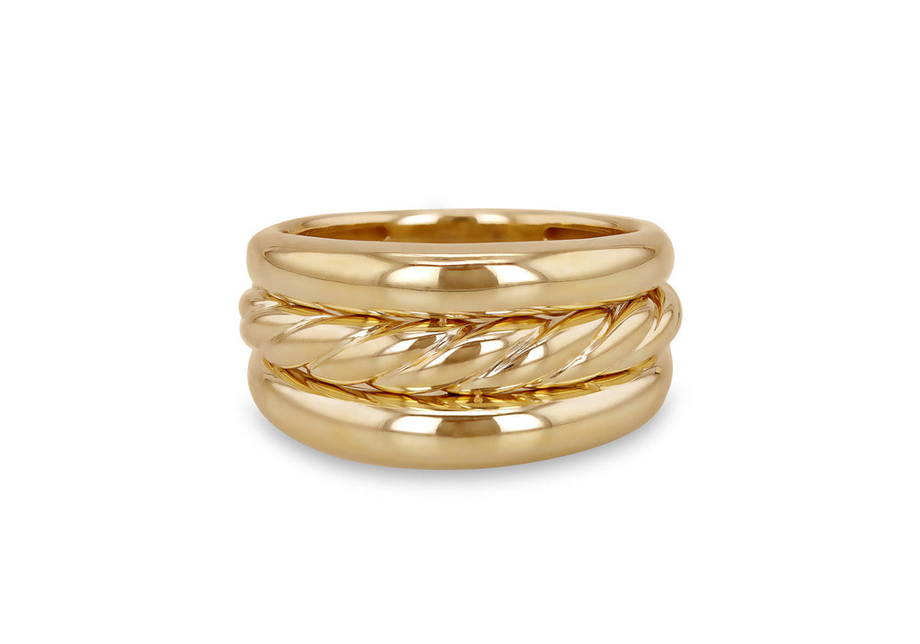 9K Yellow Gold Wide Rope Ring Ring 9K Gold Jewellery   