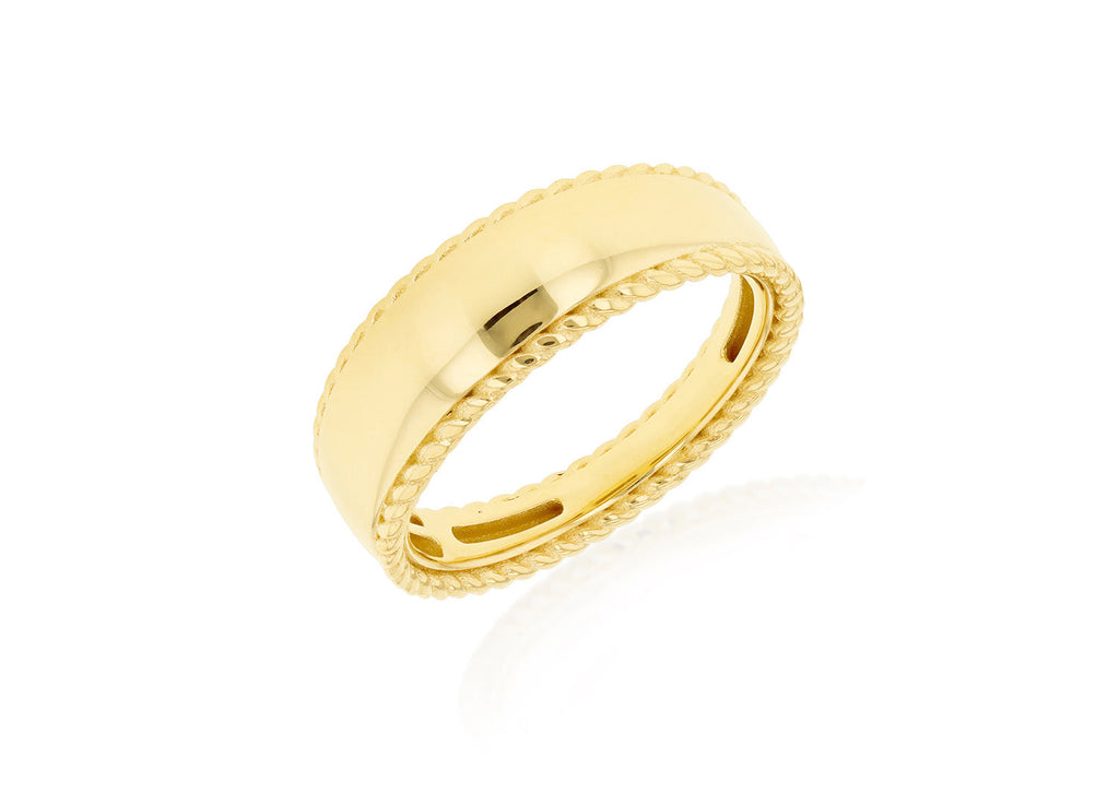 9K Yellow Gold Wide Rope Edge Ring Ring 9K Gold Jewellery   