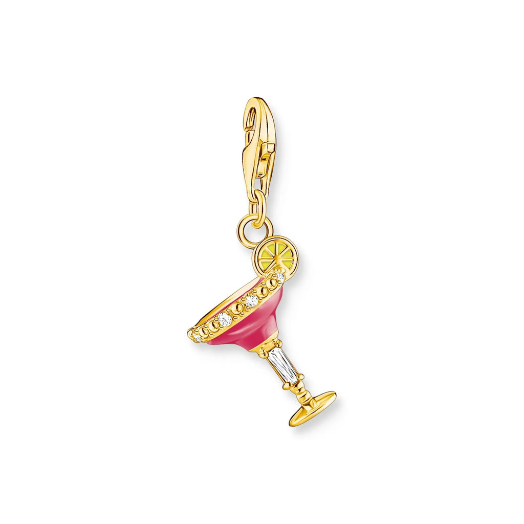 THOMAS SABO Charm Pendant Pink Cocktail Glass Gold Charm Pendant Thomas Sabo   