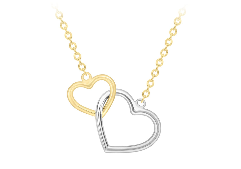 9K Yellow Gold Linked Heart Necklace 43-46cm Necklace 9K Gold Jewellery   