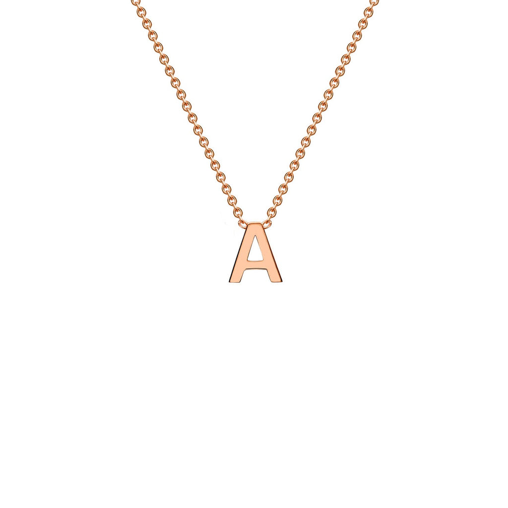 9K Rose Gold 'A' Initial Adjustable Letter Necklace 38/43cm Necklace 9K Gold Jewellery   