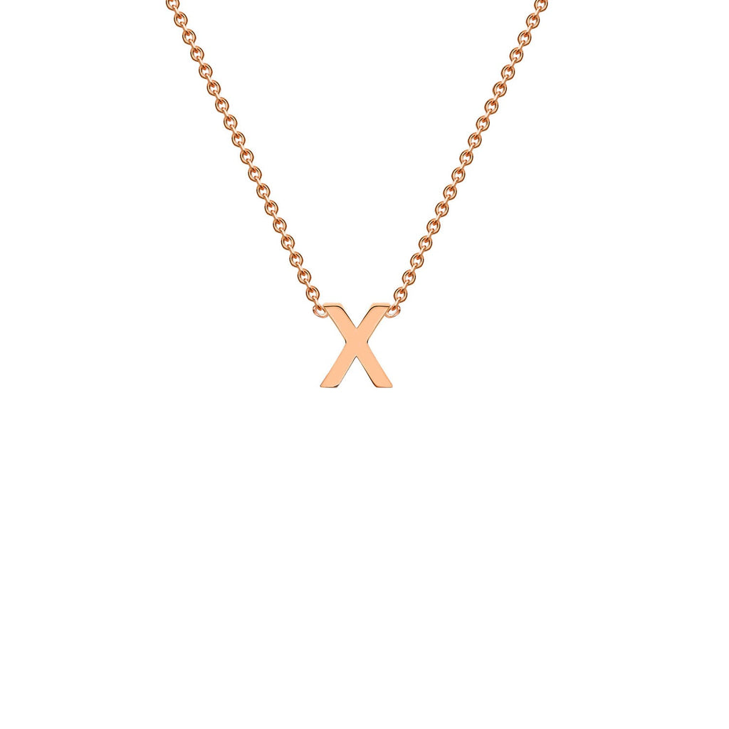 9K Rose Gold 'X' Initial Adjustable Letter Necklace 38/43cm Necklace 9K Gold Jewellery   