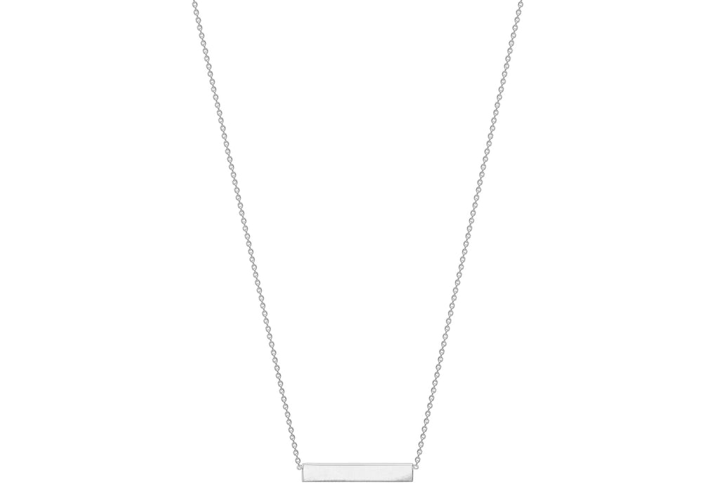 9K White Gold Solid Horizontal Bar Necklace 41+2cm Necklace 9K Gold Jewellery   