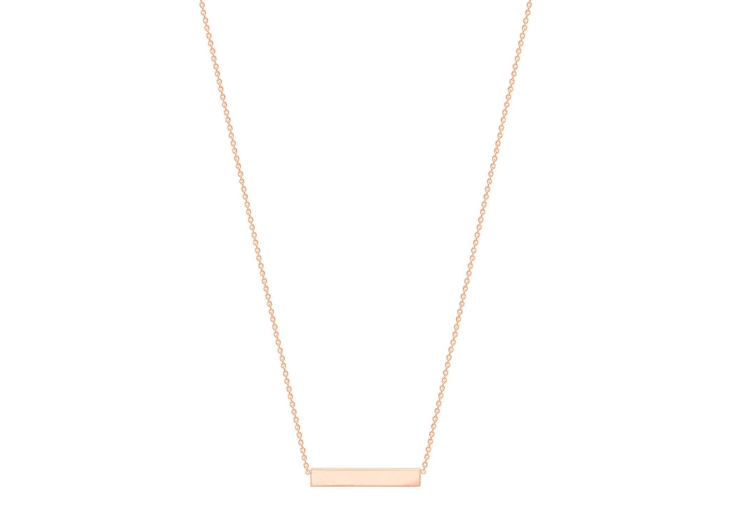 9K Rose Gold 22mm x 3mm Horizontal-Bar Adjustable Necklace 41cm-43cm Necklace 9K Gold Jewellery   
