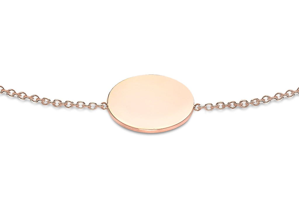 9K Rose Gold 10mm Disc Adjustable Bracelet 18cm-19cm Bracelet 9K Gold Jewellery   