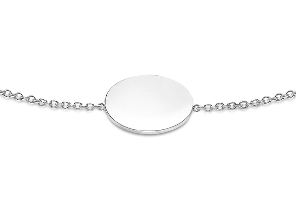 9K White Gold 10mm Disc Adjustable Bracelet 18cm-19cm Bracelet 9K Gold Jewellery   