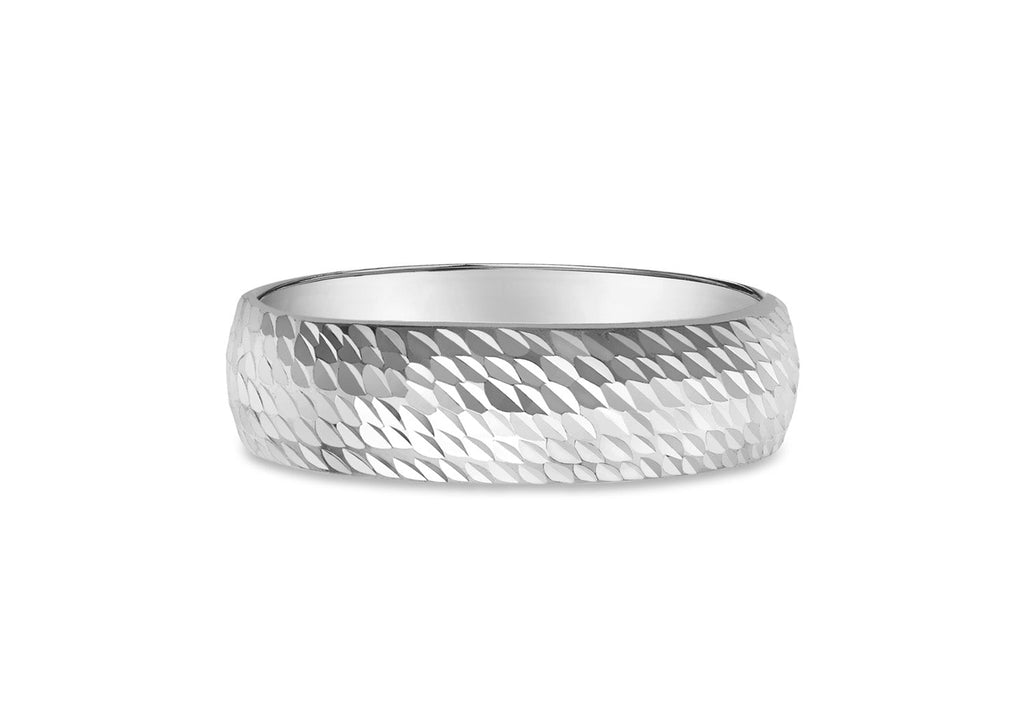 9K White Gold 5 mm Diamond-Cut Ring Ring 9K Gold Jewellery   